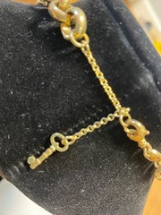 Vintage Signed fossil Women’s Champagne glass Bubble Link Necklace gold tone