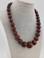 MID CENTURY moon glow brown graduated lucite beads necklace clip earrings set