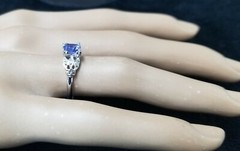 Vintage Platinum Engagement Ring 1.03CT. Natural Blue Sapphire Radiant Shape