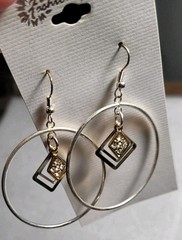 6 Pairs NEW VINTAGE DANGLE HOOPS EARRINGS PIERCED DROP BIG CLASSIC • OLD STOCK
