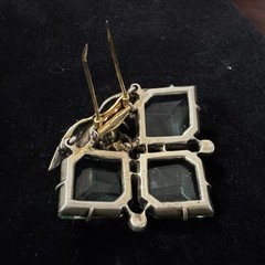 VTG Eisenberg Original Sterling Vermeil Fur Clip Uranium Glass Green Stones