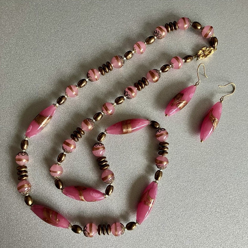 Murano Glass Necklace and Earrings – 1970s