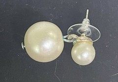 Double Pearl Drop Dangle Earrings White Faux Pearl Post Back VTG Style Old Money