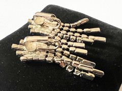 1950s Vintage Crystal & Jet Black Rhinestones Necklace & Dangling Clip Earrings