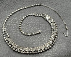 Vintage Rhinestone Crystal Necklace Silver Tone Crystal 16 – 18”