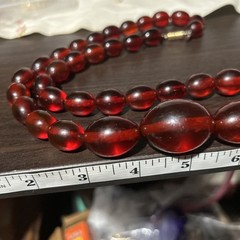 Vintage 110g Stunning Red Bakelite Necklace Cherry Juice Beads Tested Magnetic