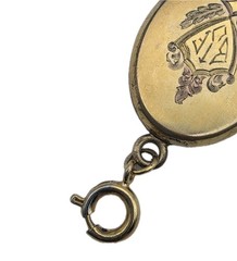 1938 Vintage Gold Plated Oval Locket “BTF” Monogram – Young Man + Red Tractor