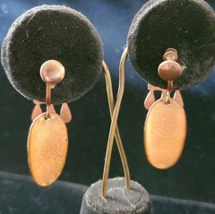 Mid-century Copper Red Enamel Screw Back Earrings