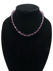 Vintage Art Deco Chain Strung Faceted Purple Graduated Glass Bead Necklace 16.5″