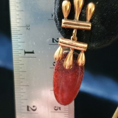 Mid-century Copper Red Enamel Screw Back Earrings