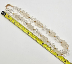 NAPIER Vintage Necklace Clear Frosted Lucite Bead Gold Tone Crystal Ice 29in