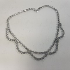 VINTAGE CORO RHINESTONE SILVER TONE CHOKER NECKLACE 14.5″