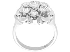 Vintage 0.66 Ct Diamond and 18k White Gold Cluster Ring, Circa 1950