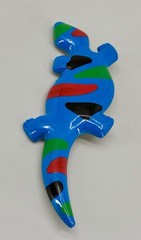 Vintage Colorful Lucite Style Lizard Gecko Brooch Pin Blue Red Green Abstract