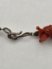 Vintage Long BRANCH CORAL NECKLACE With Spiky Spiny Sterling Screw Back Clip On