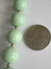Vtg Monet Mint Green Necklace: Gold Tone/ Very Good Pre-owned Condition