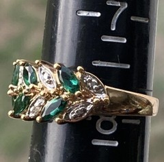 Sterling Silver ~ ROSS SIMONS Green CZ Pave Ring Size 7.75 Gold 4.4 g