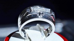 14k white gold size 10 ring 0.60ct natural diamond invisible set band 12.6g C-74