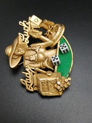 AJC vintage “LADY LUCK” gold tone 3D intricate details brooch