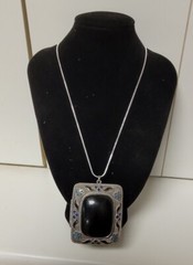 Antique Onyx Scent 62mm Chinese Export Filigree Cloisonne Enamel Pendant Locket