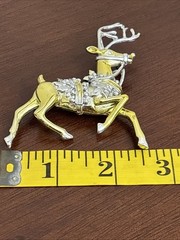 Danecraft vintage silver gold two tone large reindeer animal figural pin brooch