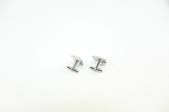 Vintage Swank Cufflinks Silver-tone Alloy With Center Smokey Grey Stone