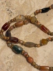 Vintage Aqeeq Agate Carnelian Bead Necklace Hand-Knotted Beirut Lebanon Souk 80s