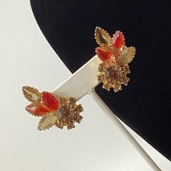 D&E Juliana Pink Givre Earrings Crystals Climber Gold Tone 1.75″