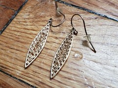 VINTAGE * STERLING SILVER (925) * EARRINGS 1.5″- GOLD PLATE on SILVER