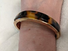 Estate Sale Faux Tortoise Shell Bracelet Hinged Clip On 1/2″ Wide approx6″L