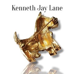 Vintage Y2K KJL Gold & Rhinestone Crystal Kenneth Jay Lane Scottie Dog Brooch