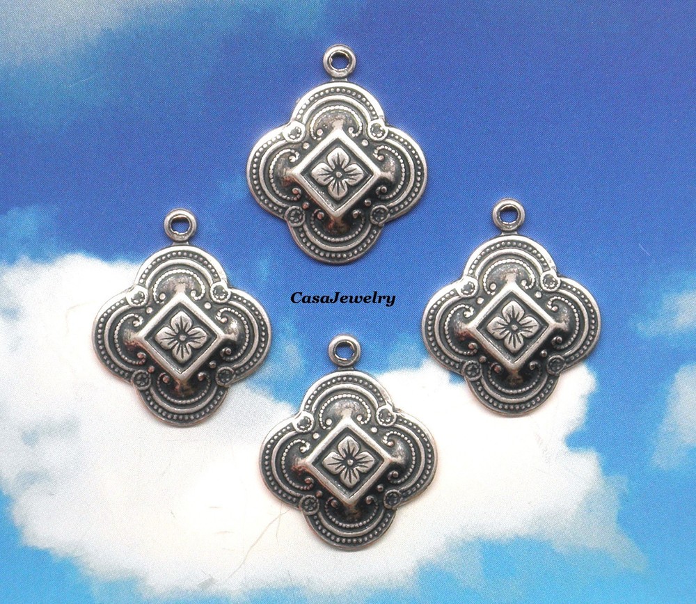 #0216 ANTIQUED .925 STERLING SILVER PLATED CELTIC PENDANT/ER W/TOP RING- 4 Pcs