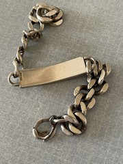 HEAVY 40G VINTAGE 1970s CURB 925 STERLING SILVER BRACELET 8-3/4” ID NAMEPLATE