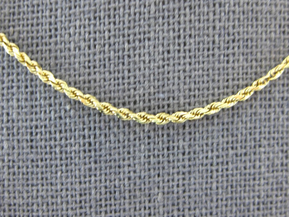 ESTATE 14KT YELLOW GOLD 3D SOLID DIAMOND CUT ROPE CHAIN WITH SAFETY LOCK #28229