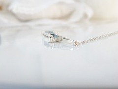 Vintage Sterling Silver 925 Natural Heated Blue Topaz Channel Set Necklace 18″