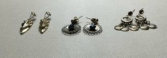 Earrings Lot of 3 Gold Tone Dangle Drop Pierced Wires & Stud Vintage 1950-1959