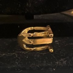Vtg Gold Tone Multi Band Statement Cage Ring Architectural Modernist Size 6.5