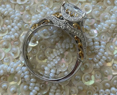Victorian Vintage 3Ct Princess Cut Diamond Women’s Ring 14K Two Tone Gold Plated