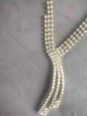 Vintage FABERGE Swirl Rhinestone Pendant Necklace in Box w/ORIGINAL Price Tag