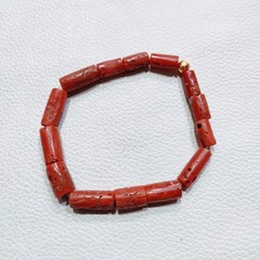 Vintage Red Coral Bracelet Natural Coral Stretchable Handmade Gemstone Jewelry