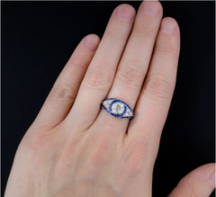 2.55Ct Art Deco Style Lab Created Diamond Engagement 14K White Gold Finish Ring