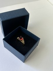 Vintage Red Cubic Zirconia Ring Gold Plated Womens Size 6.5