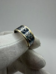 Vintage 875 Silver Ring Northern Niello USSR Size 8.5 Ethnic Band – 6.26g