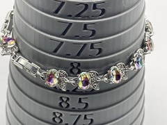 Vintage Watermelon Rhinestone Bracelet Silver Tone Variable Size