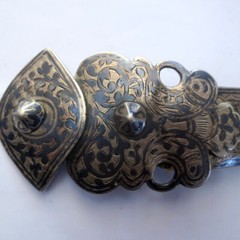 19th c ARMENIAN Antique Niello SILVER BELT- Russian Armenia Tradit. Folk Costume
