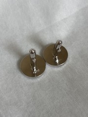 Vintage Sun Eagle Abalone Shell Cufflinks Silver Tone Round Japan Men’s Jewelry