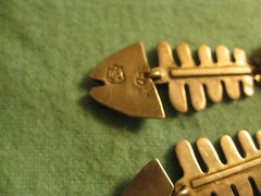 Taxco Silver Fish 1 1/2″ Earrings signed OO with Eagle 110 Antonio Pineda style