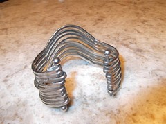 Vintage Sterling Silver Contemporary Modernist Stacked Strands Cuff Bracelet 57g