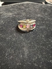 10k White Gold Mother’s Ring with 5 Natural Gemstones 3.1 Grams Size 6