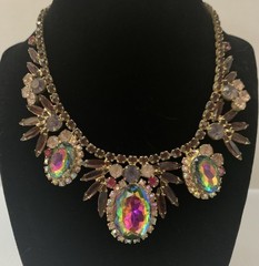 Vtg 1960’s Juliana D & E Watermelon Heliotope Rhinestone Necklace 15″